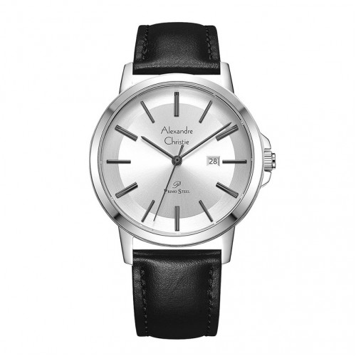 Alexandre Christie AC 1036 Silver White Leather Man MDLSSSL